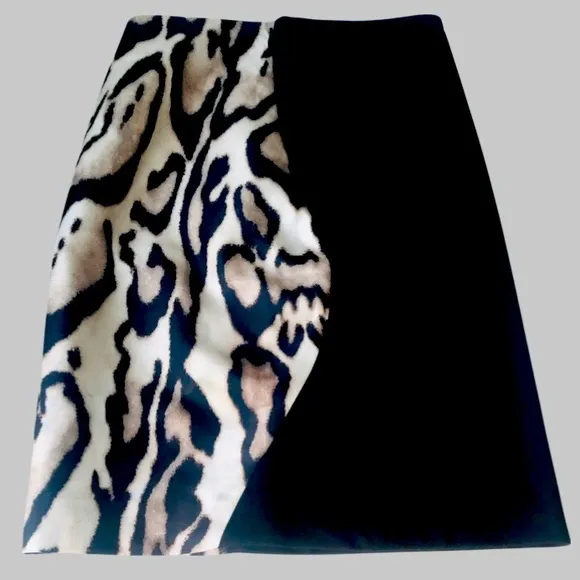 🆕 Diane Von Furstenberg Beige and Black Tiger Patterned Pencil Skirt Size 4