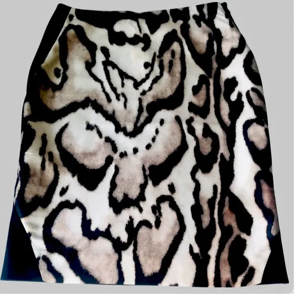 🆕 Diane Von Furstenberg Beige and Black Tiger Patterned Pencil Skirt Size 4