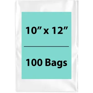 10X12 inches Clear Flat Poly Bags 1.25Mil Open Top (LDPE)