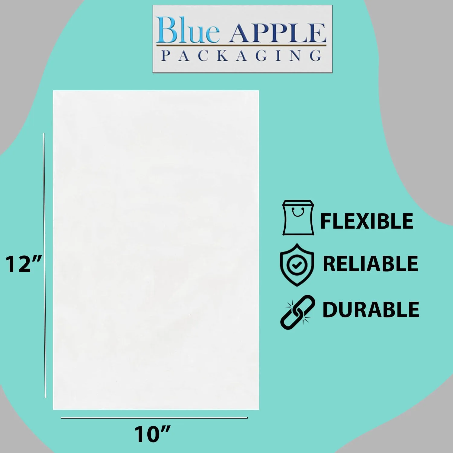 10X12 inches Clear Flat Poly Bags 1.25Mil Open Top (LDPE)