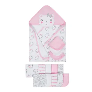 14-Piece Girls Terry Washcloth & Hooded Towel Bath Set