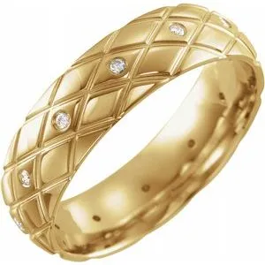 14K Yellow 1/10 CTW Diamond Patterned Band Size 10