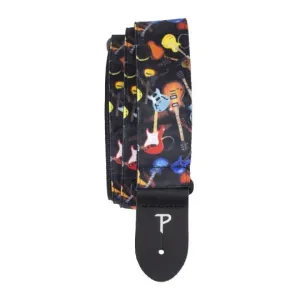 2” GUITARS ALLOVER PRINTED FABRIC GUITAR STRAP