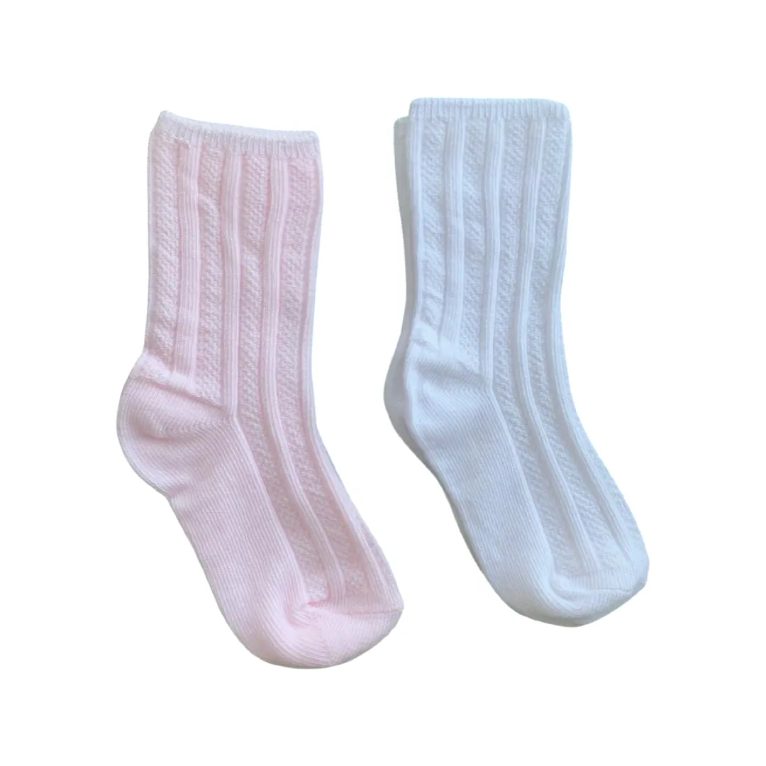 2 Pack Baby Socks White & Pink