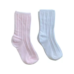 2 Pack Baby Socks White & Pink