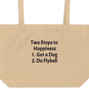 2 Steps to Happiness - Flyball X-Large Tote/ Shopping Bags