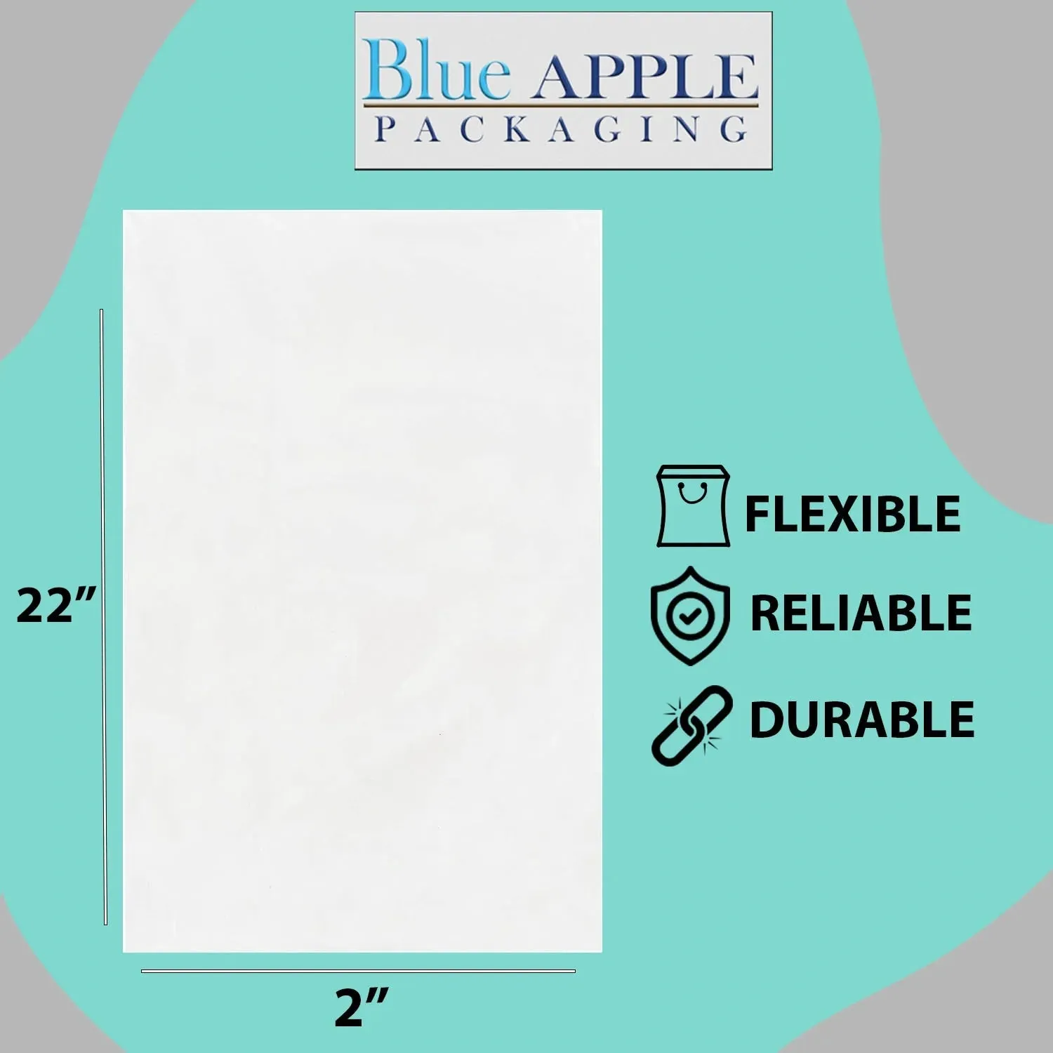 2X22 inches Clear Flat Poly Bags 3Mil Open Top (LDPE)