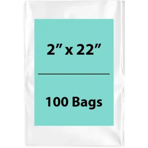 2X22 inches Clear Flat Poly Bags 3Mil Open Top (LDPE)
