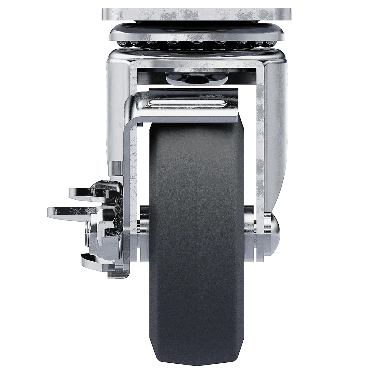 3-1/2" Swivel Caster with Brake, Gray Tire and Aluminum Core