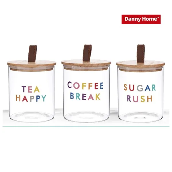3-Pieces Glass Canister Set 750ml