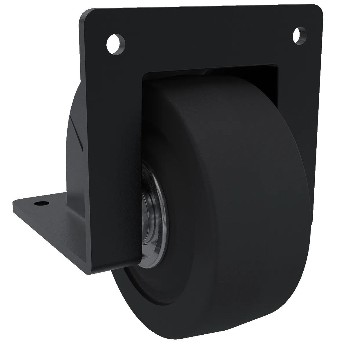 3" Black Recessed Edge Mount Caster