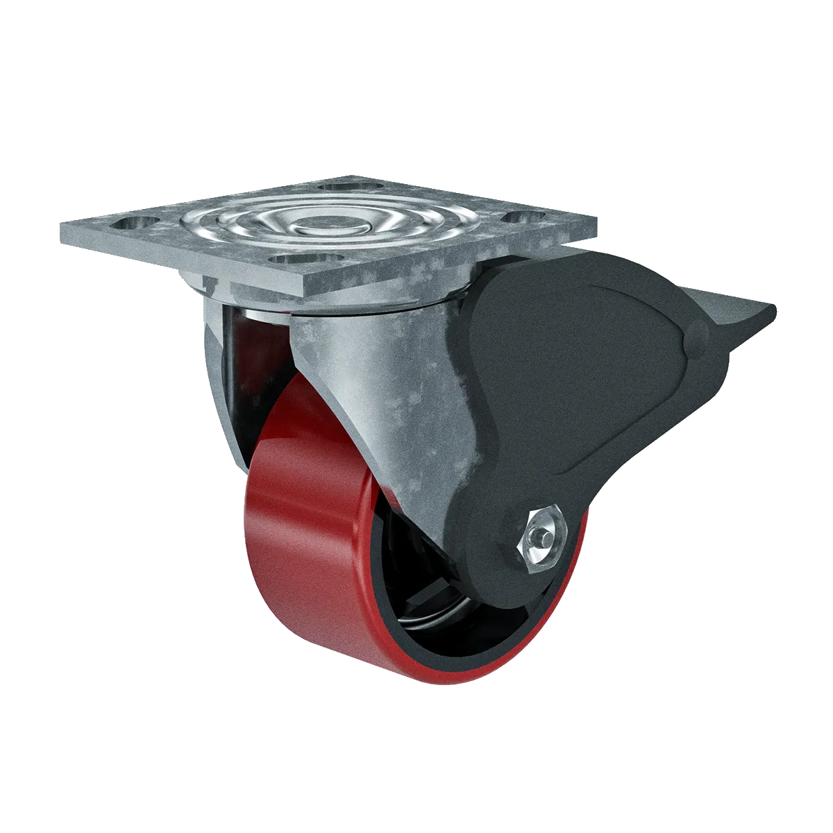 4" Swivel Caster with Polyurethane/Iron Core Wheel and Brake