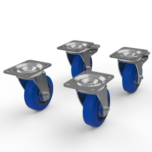 4" TCH Blue Swivel Caster and Brake Kit