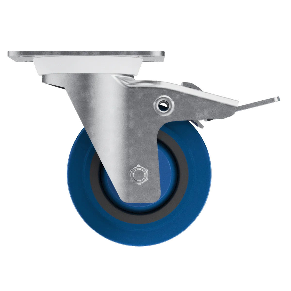 4" TCH Blue Swivel Caster and Brake Kit