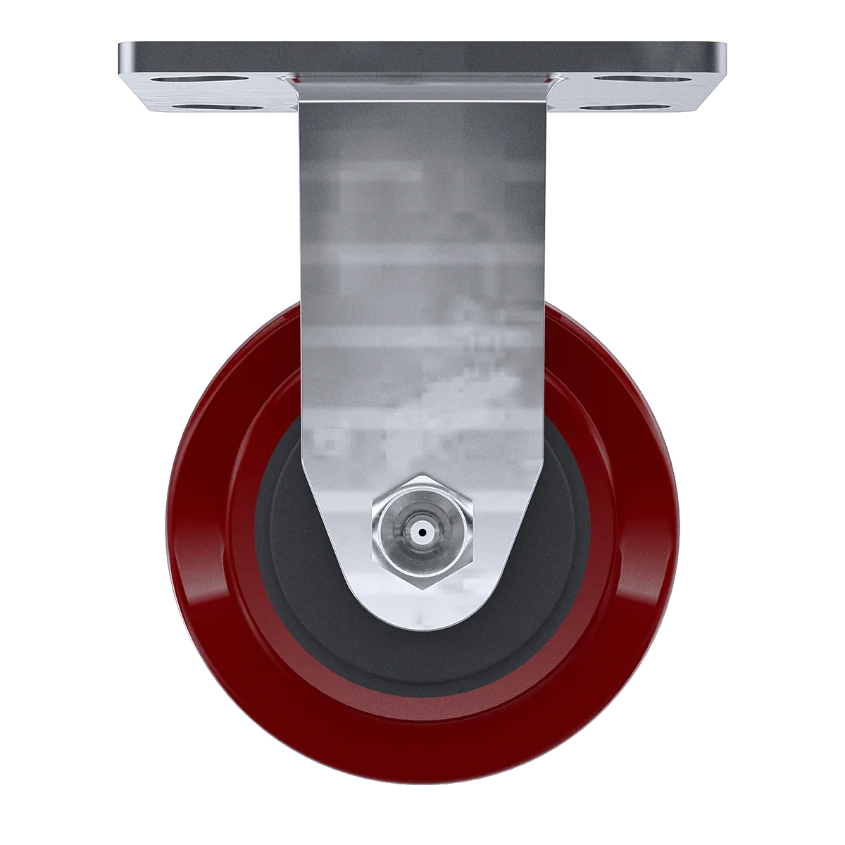 4" x 2" Maroon Polyurethane Rigid Caster
