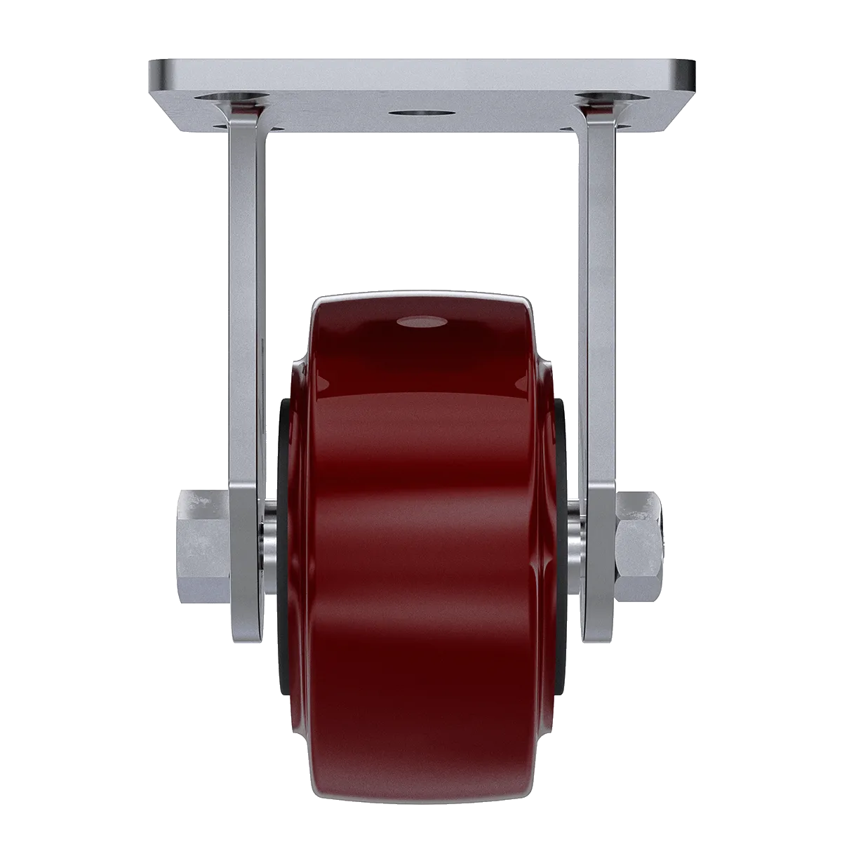 4" x 2" Maroon Polyurethane Rigid Caster