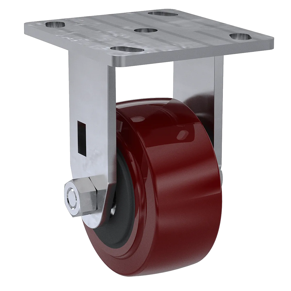 4" x 2" Maroon Polyurethane Rigid Caster