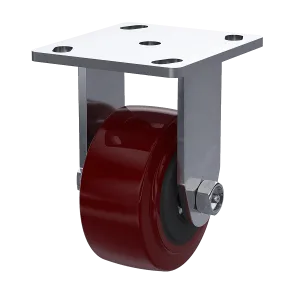 4" x 2" Maroon Polyurethane Rigid Caster
