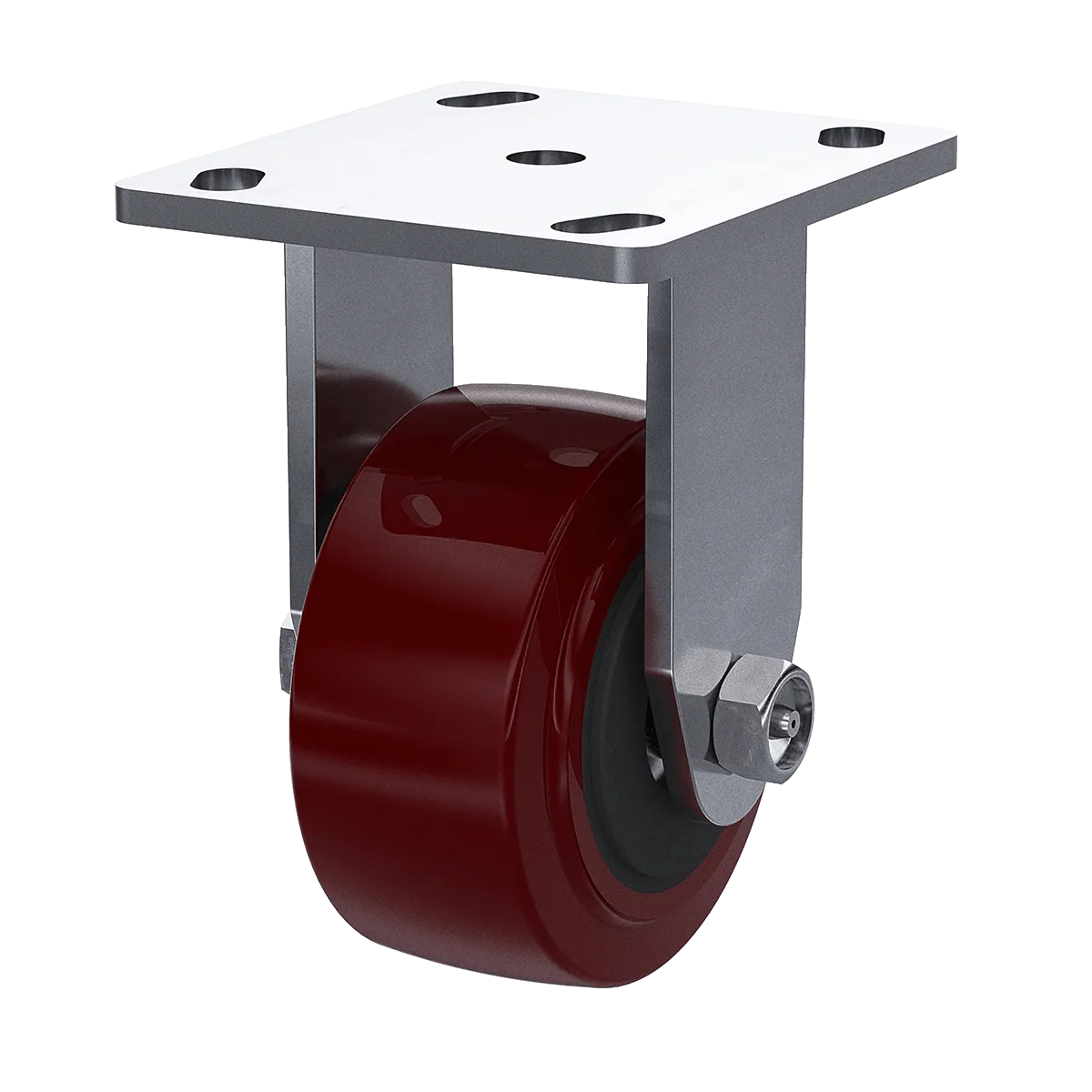 4" x 2" Maroon Polyurethane Rigid Caster