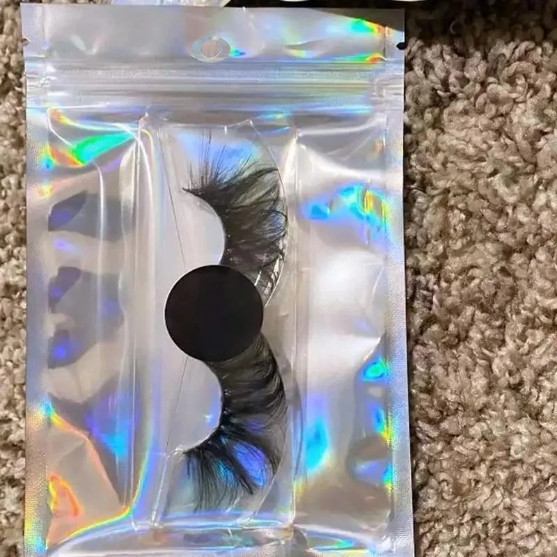 50Pcs Iridescent Zip Lock Bags Cosmetic Plastic Laser Iridescent Bags Makeup Bags Laser Mini Aluminum Foil Zip Lock Bags