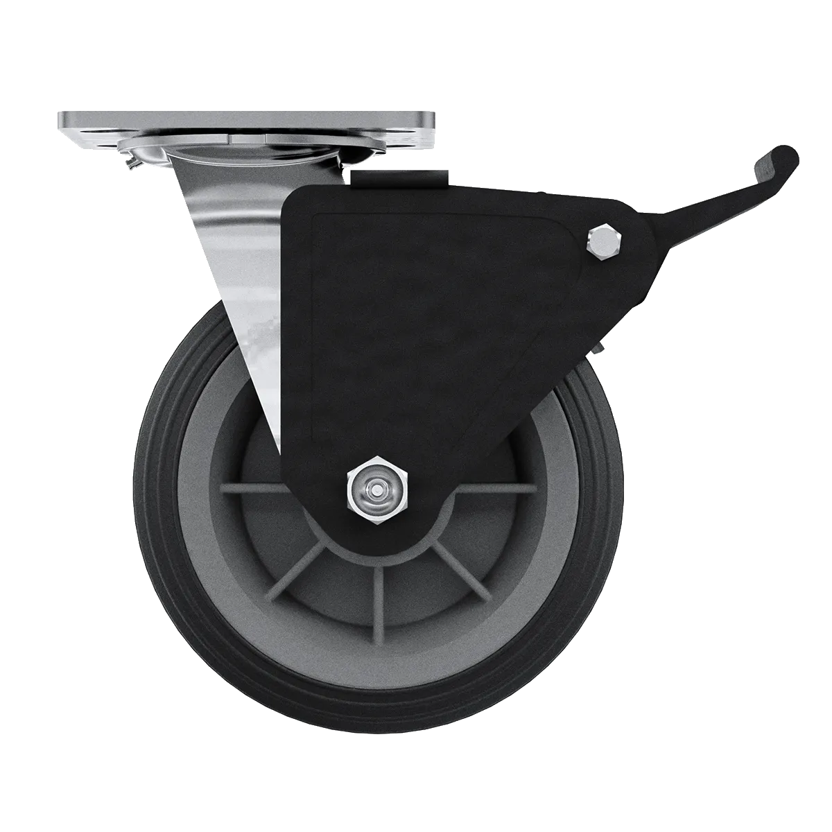 6" Flat Free Swivel Caster with Total Lock Brake
