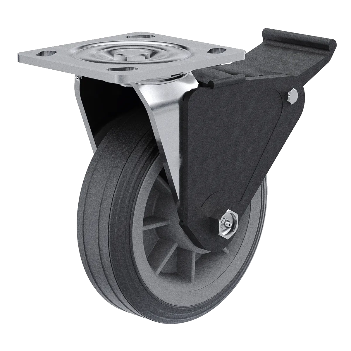 6" Flat Free Swivel Caster with Total Lock Brake