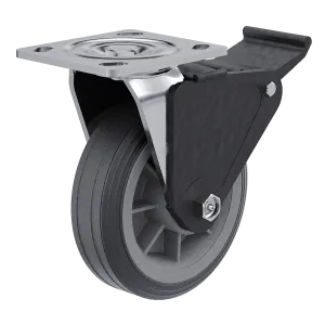 6" Flat Free Swivel Caster with Total Lock Brake