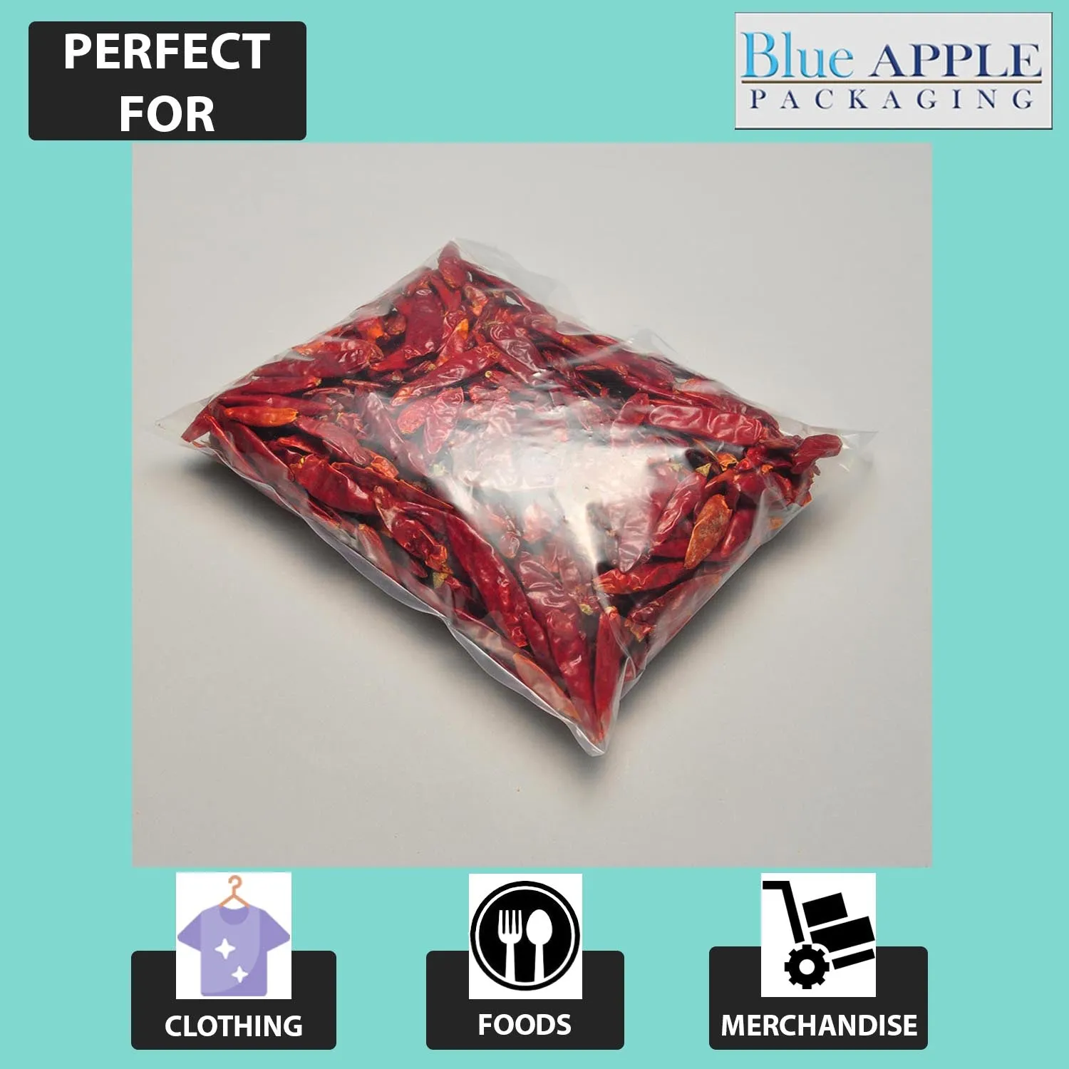 6X12 inches Clear Flat Poly Bags 1.5Mil Open Top (LDPE)