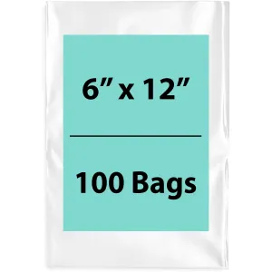 6X12 inches Clear Flat Poly Bags 1.5Mil Open Top (LDPE)