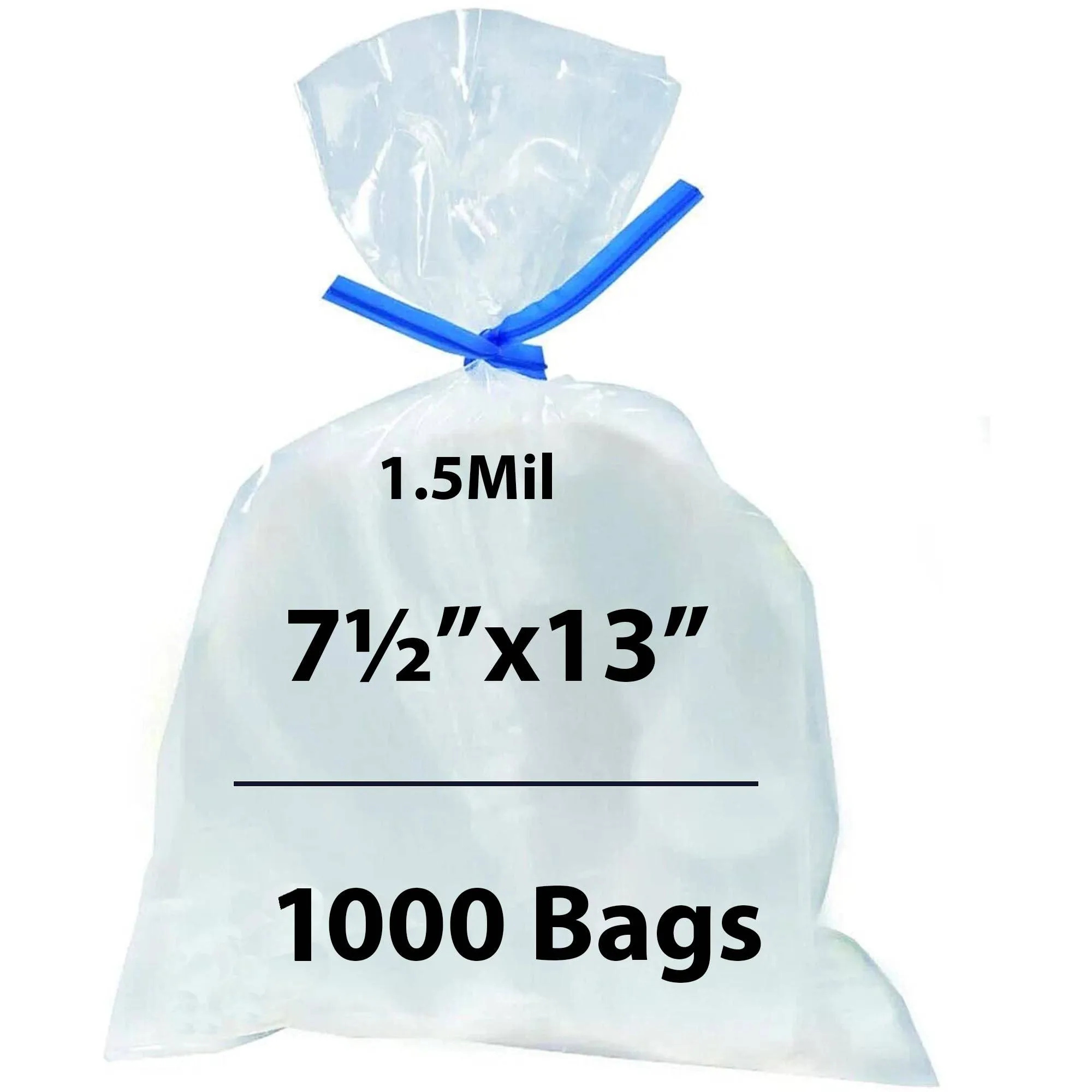 7.5X13 inches Polypropylene Bags 1.5 Mil Clear Flat