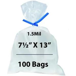 7.5X13 inches Polypropylene Bags 1.5 Mil Clear Flat