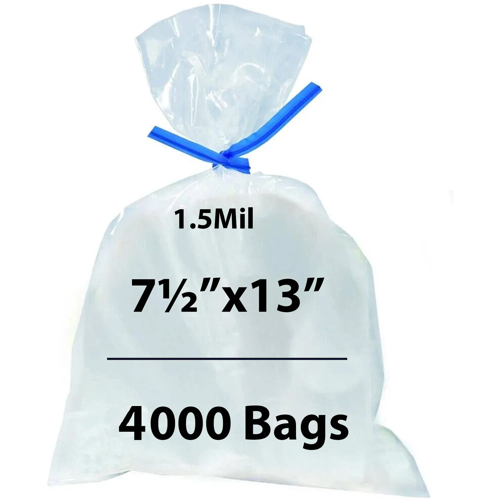 7.5X13 inches Polypropylene Bags 1.5 Mil Clear Flat