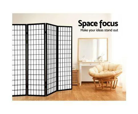 8 Panel Room Divider Privacy Screen Dividers Stand Oriental Vintage - Black