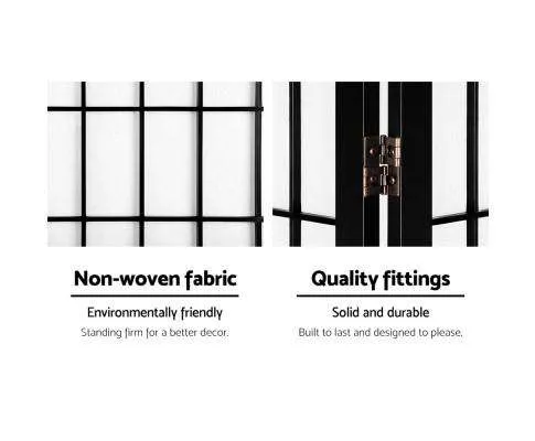 8 Panel Room Divider Privacy Screen Dividers Stand Oriental Vintage - Black