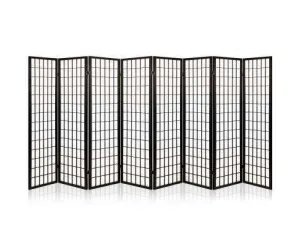 8 Panel Room Divider Privacy Screen Dividers Stand Oriental Vintage - Black