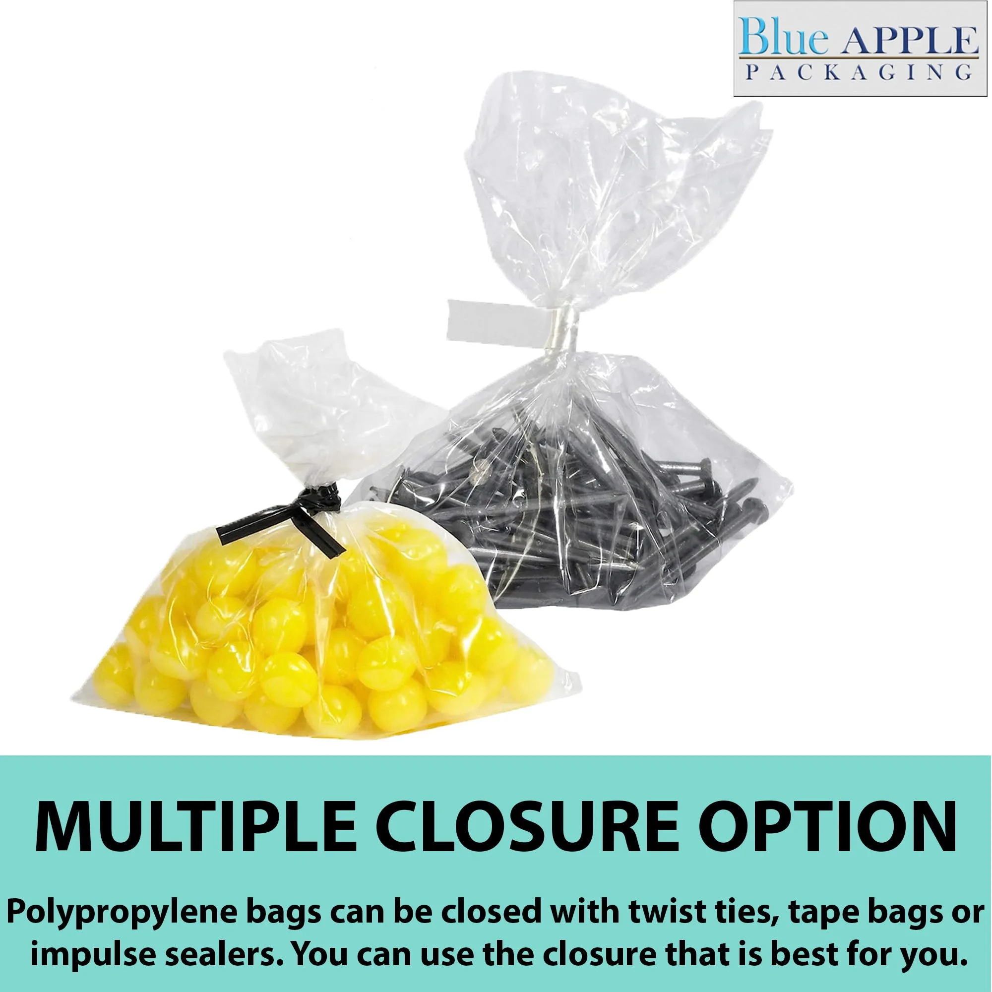 8X10 inches Polypropylene Bags 1.5 Mil Clear Flat