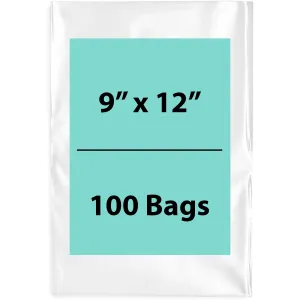 9X12 inches Clear Flat Poly Bags 1.5Mil Open Top (LDPE)