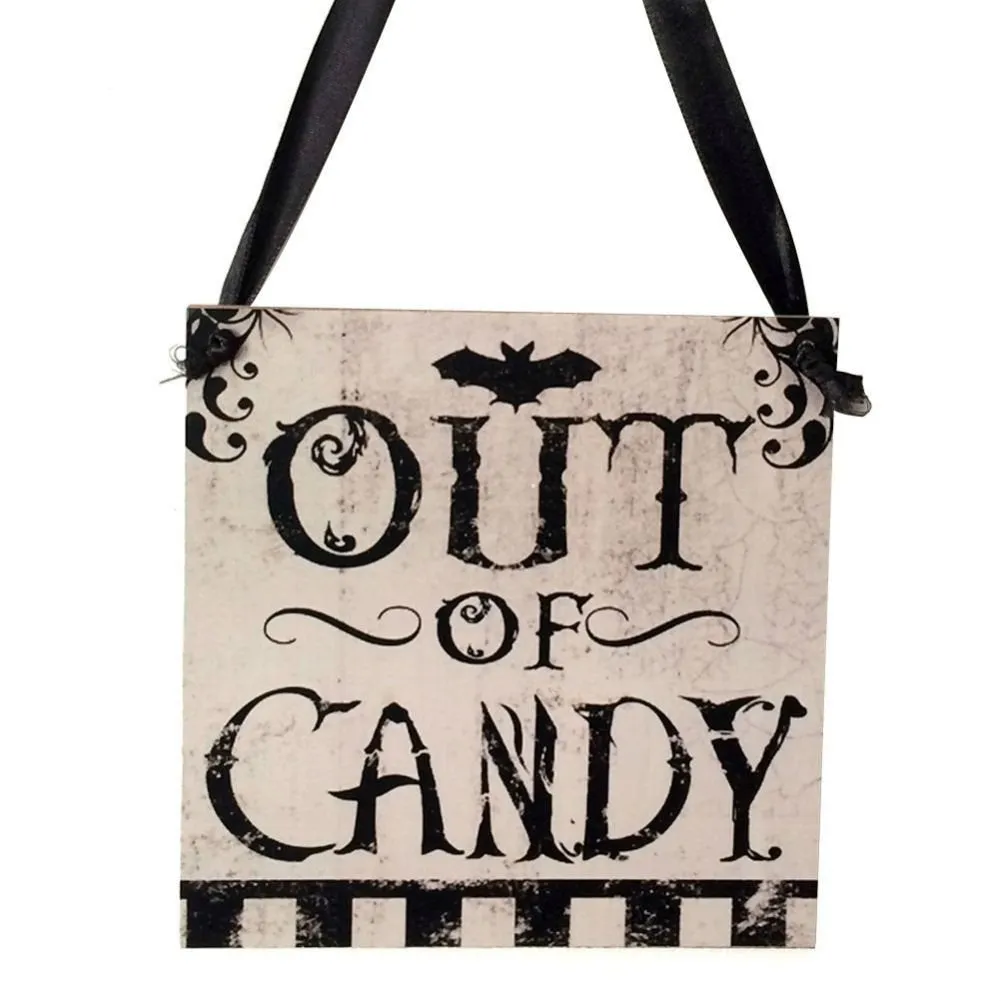 AKOAK Happy Halloween Wooden Door Hanger ââ‚¬Å“Out of Candyââ‚¬Â Sign Hanging Decor Halloween Home Supplies Decoration