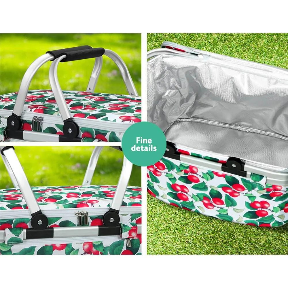 Alfresco Picnic Basket Folding Bag Hamper Insulated Food Cover Storage