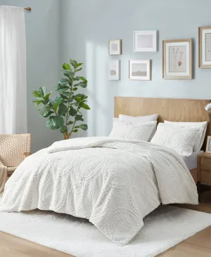 Alivia Embroidered Medallion Faux Fur Ultra Plush Duvet Cover Set