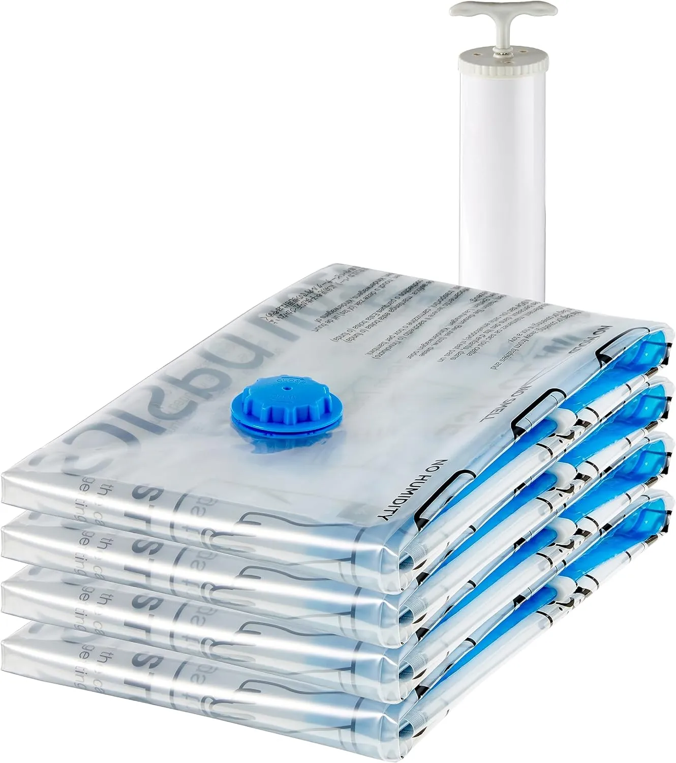 Amazon Basics Compression Zipper Storage Bags - 4 Pack, condition new, open, scruffy box
