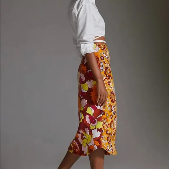 Anthropologie Maeve Button-Front Cutout Midi Skirt, NWT, size small