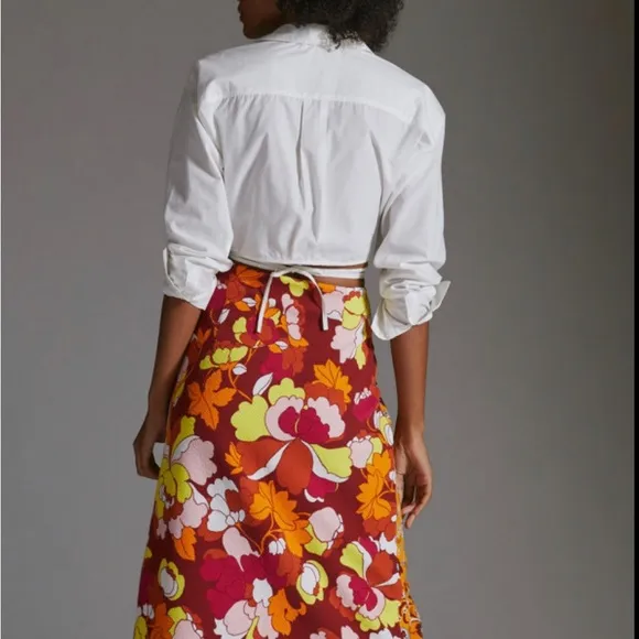 Anthropologie Maeve Button-Front Cutout Midi Skirt, NWT, size small