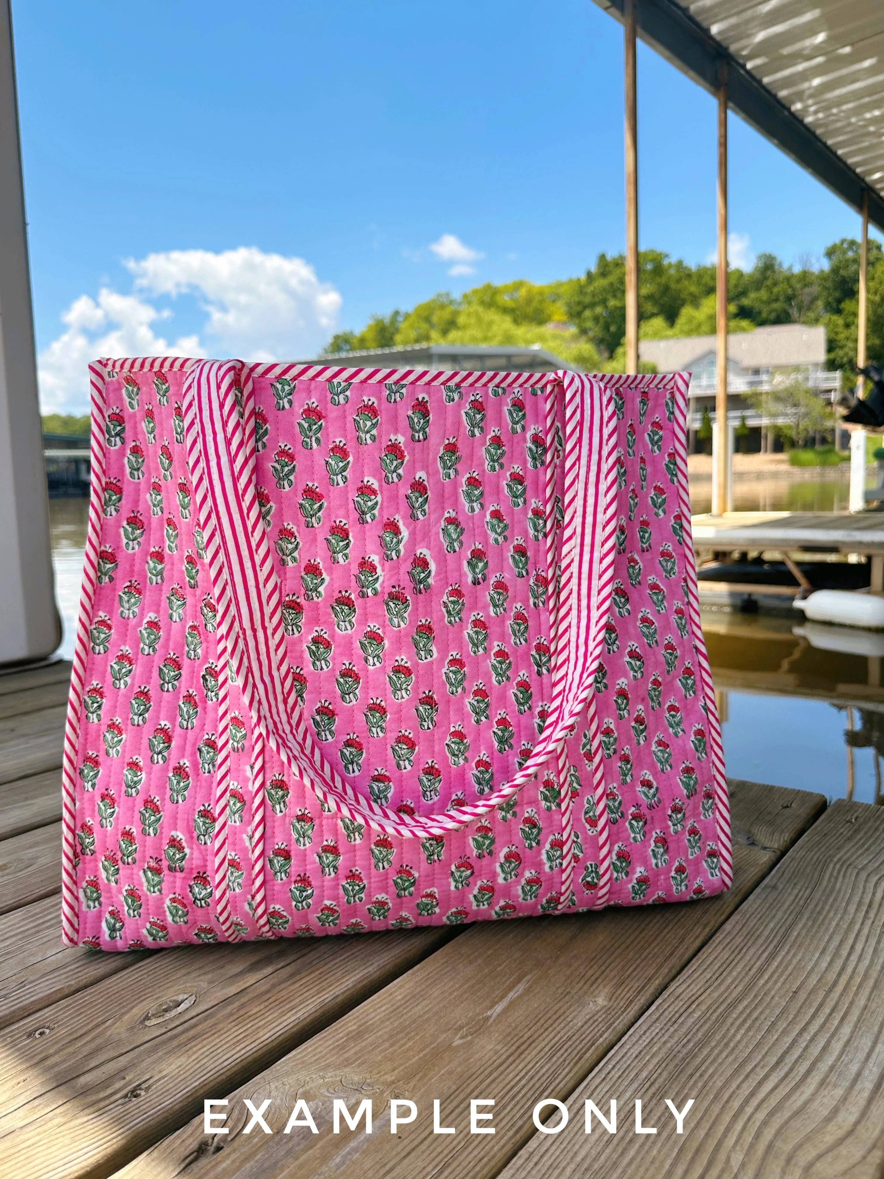 Aqua Tiger Cotton Quilted Tote Bag