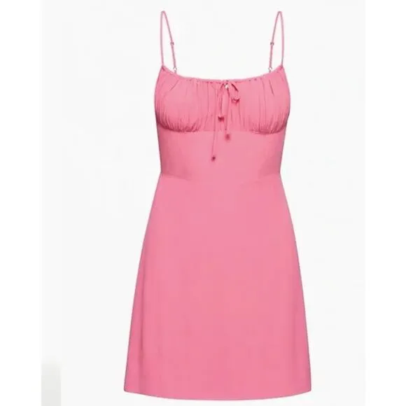 Aritzia Sunday Best Delilah Gathered Bust Mini Slip Dress Fuchsia Pink Large