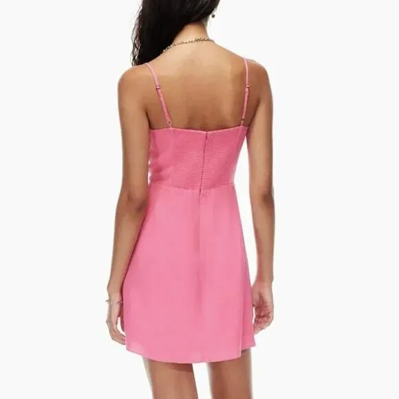 Aritzia Sunday Best Delilah Gathered Bust Mini Slip Dress Fuchsia Pink Large