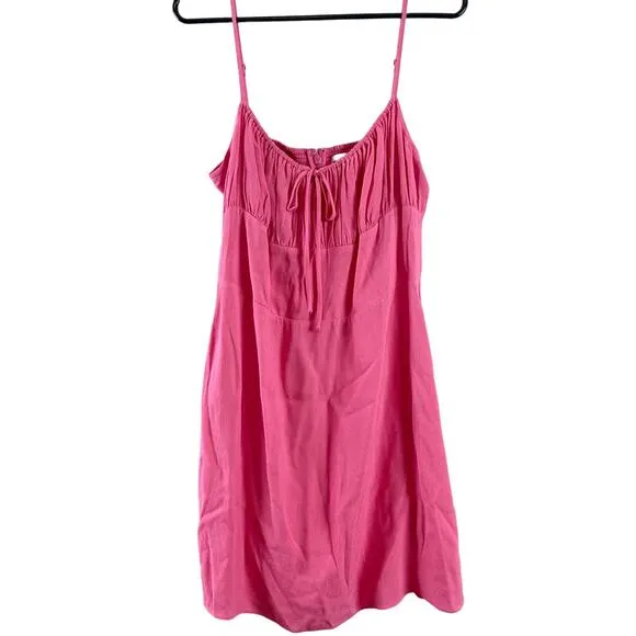 Aritzia Sunday Best Delilah Gathered Bust Mini Slip Dress Fuchsia Pink Large