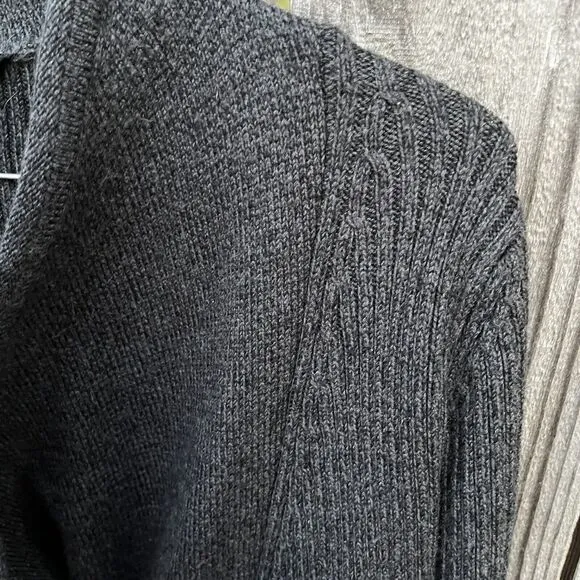 Athleta #352993 Sentinel Sweater Moto Wrap Gray Merino Wool Blend Jacket Small
