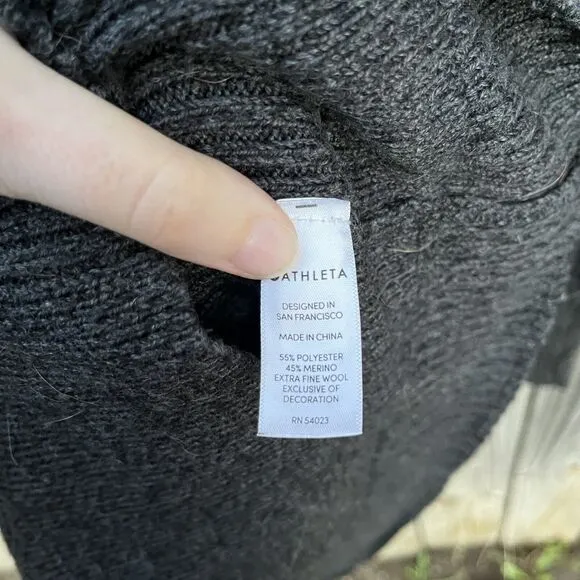 Athleta #352993 Sentinel Sweater Moto Wrap Gray Merino Wool Blend Jacket Small