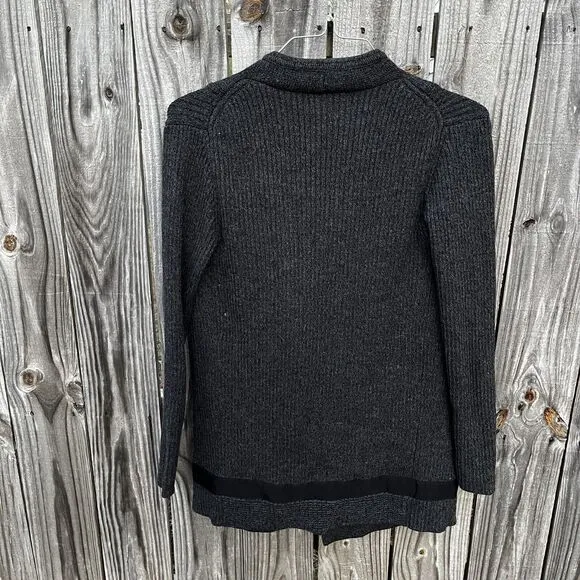 Athleta #352993 Sentinel Sweater Moto Wrap Gray Merino Wool Blend Jacket Small